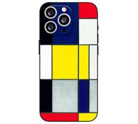 Berkin Arts Compatibile con iPhone 14 Pro Max - Custodia in silicone con pellicola protettiva per lo schermo, neo-plasticismo combinato con geometria minimalista (rosso, blu e giallo di Mondrian)