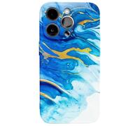 Berkin Arts Compatibile con iPhone 15 Pro Custodia Cover Trasparente Cloisonnism Marmo Blu Futurismo Sfondo Marmo Purismo