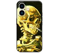 Berkin Arts Compatibile con iPhone 16 custodia in silicone con pellicola protettiva post-impressionismo (testa di scheletro di Van Gogh)
