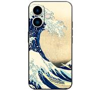 Berkin Arts Compatibile con iPhone 16 Plus custodia in silicone con pellicola protettiva stile giapponese Ukiyo-e (The Great Wave di Katsushika Hokusai)