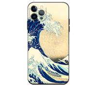 Berkin Arts Compatibile con iPhone 16 Pro Max custodia in silicone con pellicola protettiva stile giapponese Ukiyo-e (The Great Wave di Katsushika Hokusai)