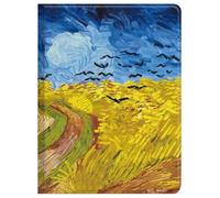Berkin Arts Custodia a libro per iPad Pro di 2a/3a/4a generazione (11 pollici) 2022 2021 custodia a libro in pelle di alta qualità con campo di grano stellato capolavoro con corvi vivaci (campo di