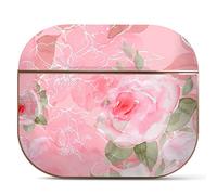 Berkin Arts Custodia Compatibile con AirPods 3 Generazione Completamente Protettiva Case Cover Rigida in Oro Rosa con Portachiavi Cloisonnismo Motivo floreale al neon