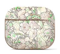Berkin Arts Custodia Compatibile con AirPods 3 Generazione Protettiva ai Graffi Arte Case Cover Rigida in Oro Rosa con Portachiavi Cloisonnismo Fiore al neon da giardino (Alphonse Mucha-Peonie)