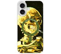 Berkin Arts Custodia trasparente compatibile con iPhone 16 Plus [compatibile con Magsafe], Post-Impressionismo (Testa di scheletro di Van Gogh)