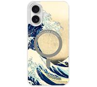 Berkin Arts Custodia trasparente compatibile con iPhone 16 Plus [compatibile con Magsafe], Ukiyo-e in stile giapponese (La grande onda di Katsushika Hokusai)
