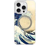 Berkin Arts Custodia trasparente compatibile con iPhone 16 Pro Max [compatibile con Magsafe], Ukiyo-e in stile giapponese (La grande onda di Katsushika Hokusai)