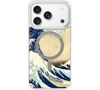 Berkin Arts Custodia trasparente compatibile con iPhone 17 Pro Max [compatibile con Magsafe], Ukiyo-e in stile giapponese (La grande onda di Katsushika Hokusai)