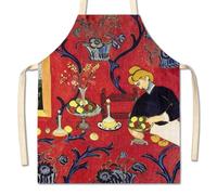 Berkin Arts Grembiule da cucina per pittura artistica, grembiule da chef artistico con stampe di The Red Room, grembiule in tela regolabile per donna e uomo, regalo creativo per gli amanti dell'arte