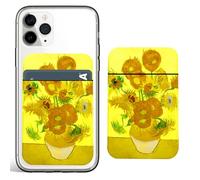 Berkin Arts Lycra Elastica Titolare della Carta Tasca con Adesivo Portafoglio Adesivo per Retro del Telefono,Carta di Credito identitàdi, con disegno floreale art Floreale giallo (Van Gogh-Girasole)