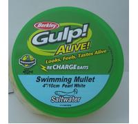 Berkley Gulp! Alive! Swimming Mullet 12.5 OZ Bucket, 4-Inch, Pearl White