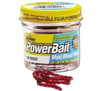 Berkley Powerbait, Confezione da 2 pezzi 100 Maxi vermi da pesca, colore: Rosso sangue