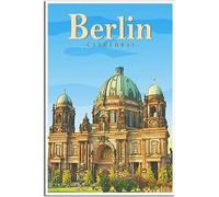 Berlin Germany Cathedral Vintage Viaggio Poster Retro Wall Art Tela Poster Art Print Camera Decorazione Casa Decorazione Non incorniciato 60x90cm