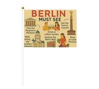 Berlin See Travel Guide 6 confezioni e 10 bandiere sventolanti a mano, bandiera portatile su bastone, per sfilate, feste, bar, compleanni