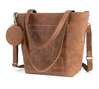 Berliner Bags Borsa Donna Verona in Pelle, Shopper Grande a Spalla, Tote Bag Capiente con Zip, Borsa Lavoro Elegante - Marrone