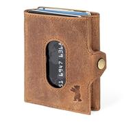 Berliner Bags Portafoglio Hamburg Uomo Piccolo Slim in Pelle e Portamonete | Marrone, Elegante e Tascabile, 8 Tasche per Carte, Finestra Documento, Cerniera per Monete, Gettone Carrello Incluso