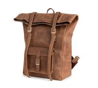 Berliner Bags Zaino Leeds M Rolltop Pelle Uomo Donna Porta PC Impermeabile | Marrone, Backpack, Stile Vintage, Fatto a Mano, Laptop 15 Pollici, per Bici, Fodera in Cotone, Tasca Segreta e Interna, Zaini