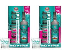 Berliner Luft DER FRISCHE Pfefferminzlikör 18% Vol. 0,7l in Giftbox with 2 glasses (Confezione da 2)