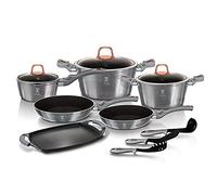 Berlinger Haus Batteria da 12+2 Pezzi Rivestita in Pietra Antiaderente Adatta a induzione e Piani Tradizionali a Fiamma