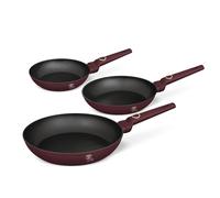 Berlinger Haus Leonardo Collection - Set di 3 padelle (20-24-28 cm), colore: bordeaux/induzione/alluminio con rivestimento antiaderente
