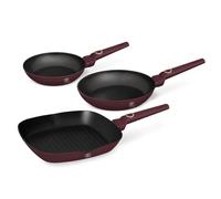 Berlinger Haus Leonardo Collection - Set di 3 padelle (20-24-28 cm), rivestimento TitaniumPro/bordeaux/induzione/alluminio con rivestimento antiaderente