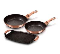 BerlingerHaus Rose Gold Set di 2 Padelle Induzione 22-26cm, 1 Bistecchiera 36 * 23 cm, Alluminio Forgiato, Antiaderente Ecologico Marmo senza PFOA, Design Metallic Line, Adatto a Tutti i Fornelli