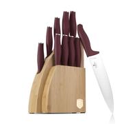 Berlinger Haus, set di 10 coltelli/In acciaio inossidabile temprato 3cr13/con supporto in bambù/bordeaux opaco/Collezione Leonardo