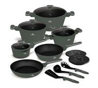 BERLINGER HAUS Set di pentole con rivestimento in titanio, 15 pezzi, collezione verde opaco, versatile ed ecologico