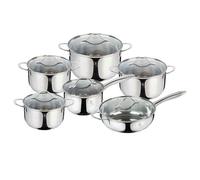 Berlinger Haus Set di pentole in acciaio inox da 12 pezzi con casseruole, casseruola, padella, coperchi in vetro, base a induzione turbo a 5 strati, risparmio energetico, lavabili in lavastoviglie