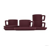 Berlinger Haus Set di tazze da caffè da 4 + 4 pezzi, bordeaux/Leonardo Collection/alta qualità, eleganti e facili da pulire