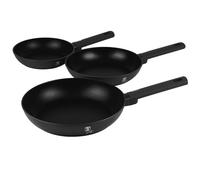 Berlinger Haus TitanPro, set di padelle da 3 pezzi, rivestimento antiaderente opaco, collezione Black Collection, risparmio energetico, adatto a induzione, durevole