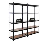 BERLINLODGE Mega Deal | 2x Scaffale da soggiorno Ragnar | AxLxP 180x90x40cm | Portata per ripiano 100kg | Marrone Vintage Nero