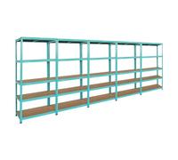 BERLINLODGE Mega Deal | 5x Scaffale da soggiorno GREEN HULK | AxLxP 180x90x40cm | Portata per ripiano 175kg | 5 Ripiani | Verde Menta