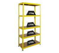 BERLINLODGE Scaffale da soggiorno YELLOW BEE | AxLxP 180x90x40cm | Portata per ripiano 175kg | 5 Ripiani | Giallo
