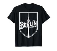 Berlino Germania TV Tower Line Art Shield Distintivo Maglietta