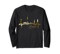 Berlino Skyline Heartbeat Fan Souvenir Amo I Love Berlino Maglia a Manica