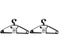 Berlona Grucce con Gancio Girevole a 360° | Set da 20 Appendini in Plastica Antiscivolo | Design Salvaspazio Prodotto in Europa | Per Cappotti Leggeri, Maglioni, Camicie e Cravatte | Nero