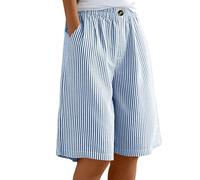 Bermuda Cotone Donna Estivi al Ginocchio Pantaloncini Lino Donna Leggeri Pantaloni Corti Eleganti Curvy Elastico in Vita Shorts Larga Baggy Pantaloncini Larghi Spiaggia Taglie Forti per Sportivi