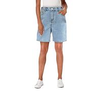Bermuda da donna, lunghezza al ginocchio, jeans corti da donna, jeans larghi alla moda Y2K, bermuda al ginocchio in denim con tasche, pantaloni corti estivi elasticizzati a gamba dritta, Blu, M