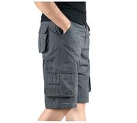 Bermuda da donna, lunghezza al ginocchio, pantaloni corti, da uomo, in cotone, cargo, sport, corti, da corsa, a vita, da basket, con tasche laterali e tasca posteriore, grigio scuro, XL