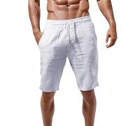 Bermuda da Uomo in Lino - Pantaloncini Uomo Cotone Cargo Pantaloni Cropped Pantaloni Corti con Elastico Sportivi Bermuda Cargo Uomo Shorts Uomo Cotone Casual Pantaloncini Corti per Pallacanestro