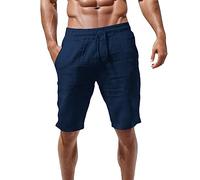 Bermuda da Uomo in Lino - Pantaloncini Uomo Cotone Cargo Pantaloni Cropped Pantaloni Corti con Elastico Sportivi Bermuda Cargo Uomo Shorts Uomo Cotone Casual Pantaloncini Corti per Pallacanestro