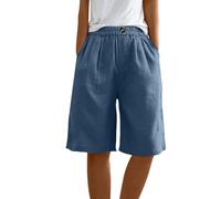 Bermuda Donna Cotone e Lino Estivi Palestra Shorts Sportivi Pantaloncini Elastico con Tasche Taglie Forti Pantaloni Corti Eleganti Larghi Running Pantaloncino Comodi Yoga Traspirante Fitness Baggy