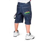 Bermuda Jeans Baggy The Blueskin Blu Eco Wash Raw Denim Logo Rasta bss41