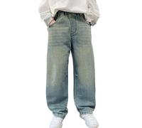 Bermuda Jeans Ragazzo Larghi Pantaloni in Denim Wide Leg con Elastico Vita Baggy Bambino minimalistici Trekking Casual Cool Boy Alta vestibilità Larga da Cowboy a Gamba