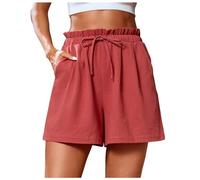 Bermuda Lino Donna, Pantaloncini Donna Estivi Cotone Pantaloncini Corti in Lino Stile Casual Larghi Elasticizzati E con Coulisse Boho Short Lino Donna per Spiaggia Sport E Tempo Libero