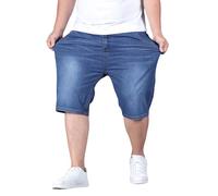 Bermuda pantaloncini da uomo, jeans elasticizzati, pantaloni corti da uomo, in cotone, per il tempo libero, traspiranti, con tasche, vestibilità larga, taglie forti, Azzurro, XXXXXXXXL