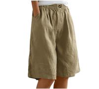 Bermuda Pantaloncini Donna Estivi, Shorts in Vita Elastica Elasticizzata Plissettata Elastica Shorts Corti Elasticizzata Casual Sportivi con Tasche multifunzionali