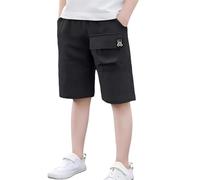Bermuda per ragazze Pantaloncini da ciclismo Cotone Lino Tasche Elastiche Lunghezza al Ginocchio Pantaloni Corti Ragazze Atletica Danza Calcio Spiaggia Fondo Bambini Estate Leggero Casual Short