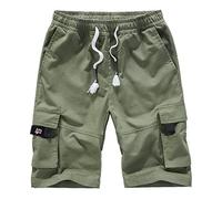 Bermuda Uomo Cargo Cotone Vita Elasticizzato Traspirante Pantaloni Corti Estivi Leggeri Comodo Shorts Estivi Multi-Tasche Sportivi Tinta Unita Pantaloncini Da Lavoro Corsa Baggy Trekking Bermuda